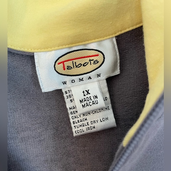 Talbots Gray Yellow Full Zip Track Jacket Size 1X - Picture 3 of 5